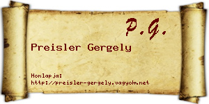 Preisler Gergely névjegykártya